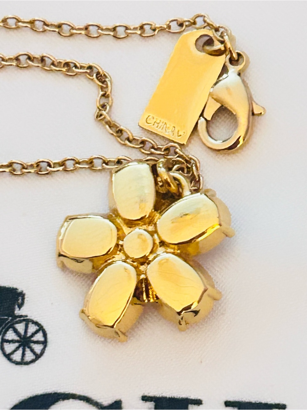 Coach Pink Flower Gold Tone Necklace - Picture 11 of 12